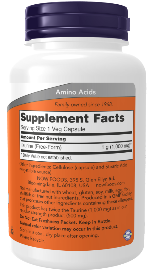 NOW® - Taurine Double Strength 1000 mg - 100 Veg Capsules | One Life Health