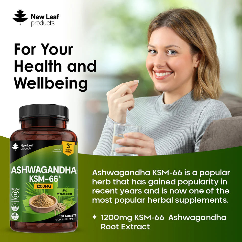 NEW LEAF - Ashwagandha KSM-66 1200mg - 180 Tablets