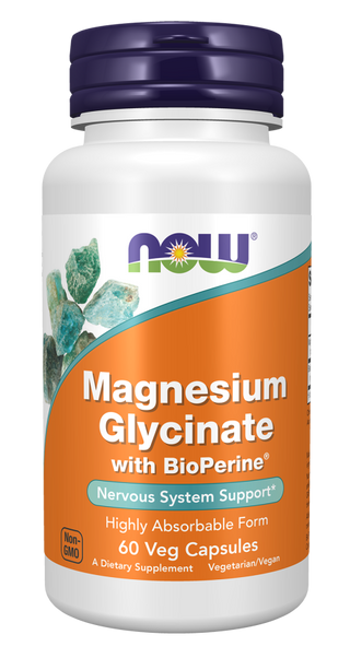 NOW® - Magnesium Glycinate with BioPerine® - 60 Veg Capsules