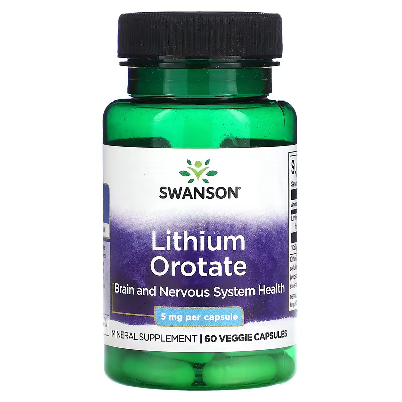 SWANSON - Lithium Orotate 5 mg - 60 Veg Capsules | One Life Health