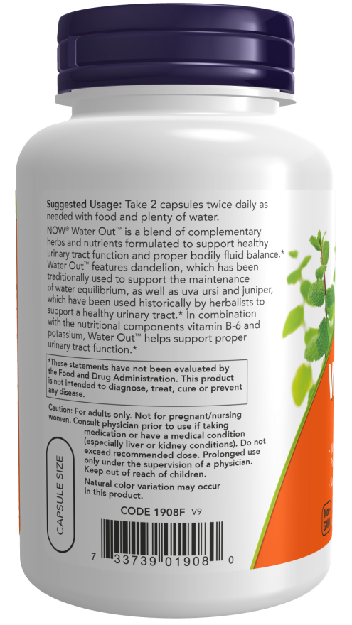 NOW® - Water Out - 100 Veg Capsules | One Life Health