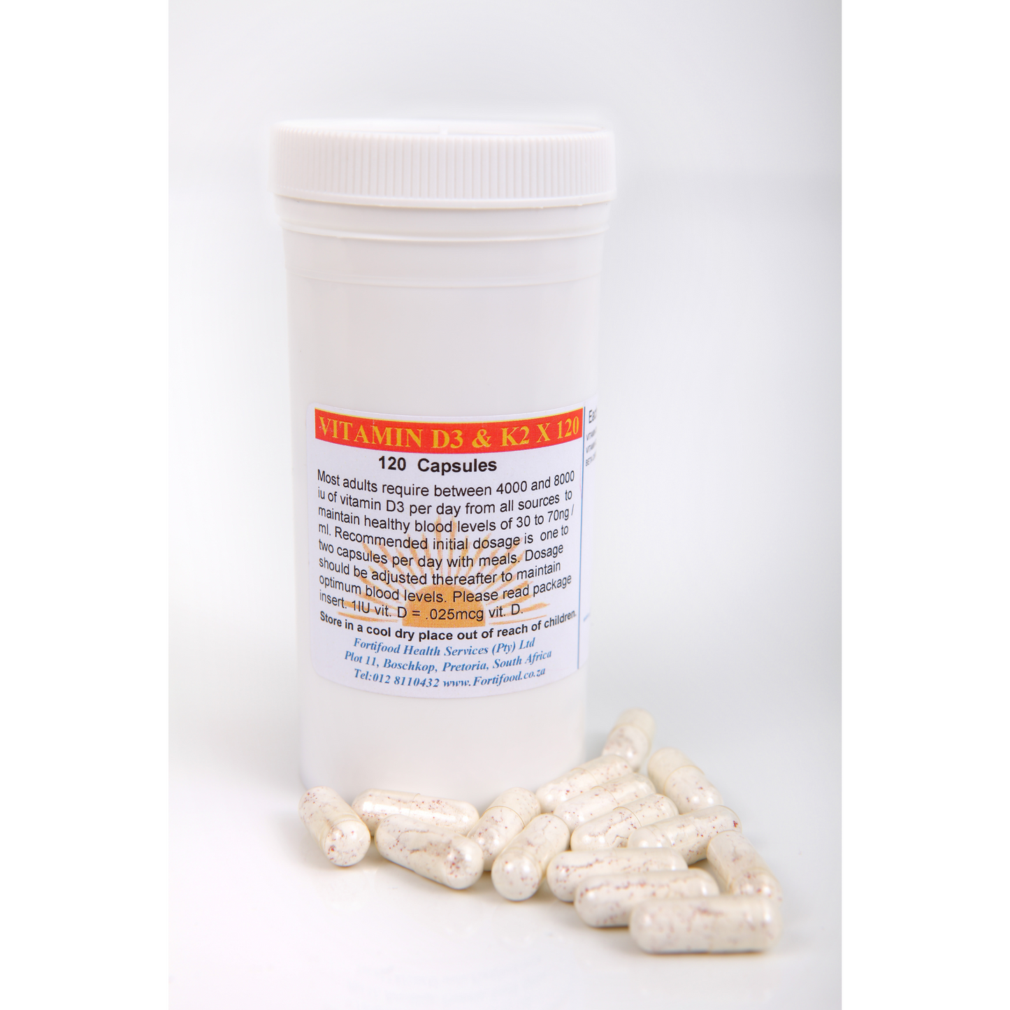FORTIFOOD - Vitamin D3&K2 - 120 Capsules | One Life Health