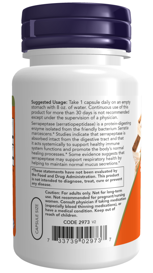 NOW® - Serrapeptase 60,000 Units of Activity - 60 Veg Capsules | One Life Health