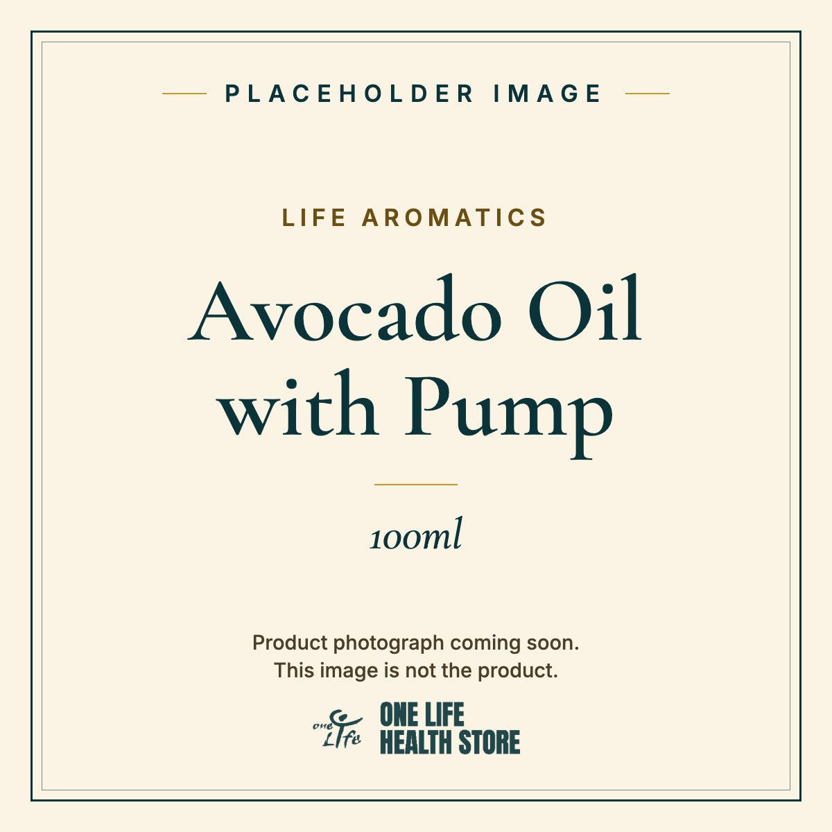 Placeholder image – LIFE AROMATICS Avocado Oil with Pump 100ml photograph coming soon