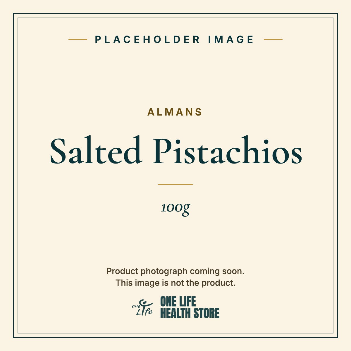 Placeholder image – ALMANS Salted Pistachios 100g photograph coming soon