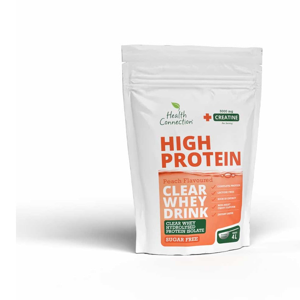 HEALTH CONNECTION WHOLEFOODS - High Protein Peach Clear Whey Drink with Creatine - 300g | One Life Health