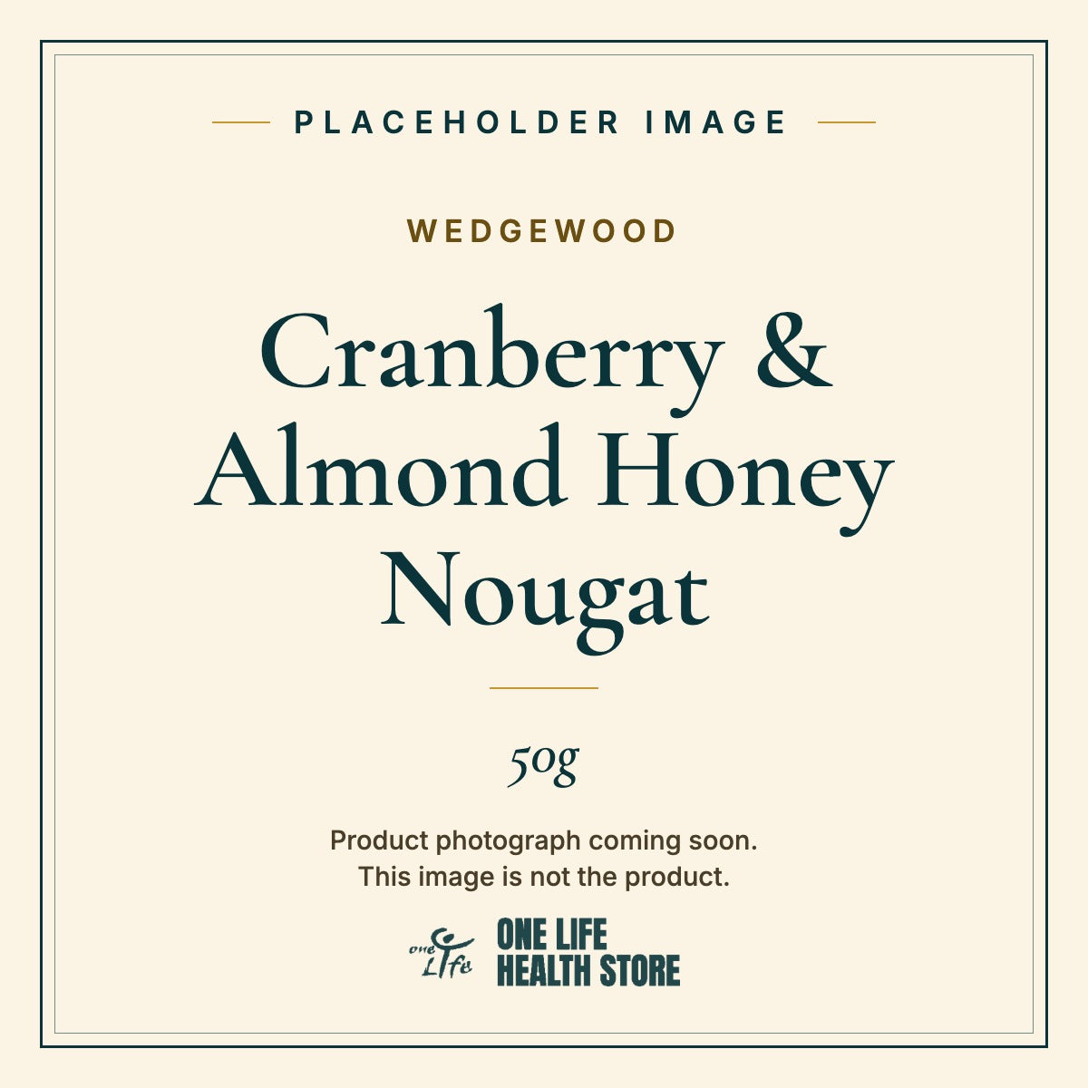 Placeholder image – WEDGEWOOD Cranberry & Almond Honey Nougat 50g photograph coming soon