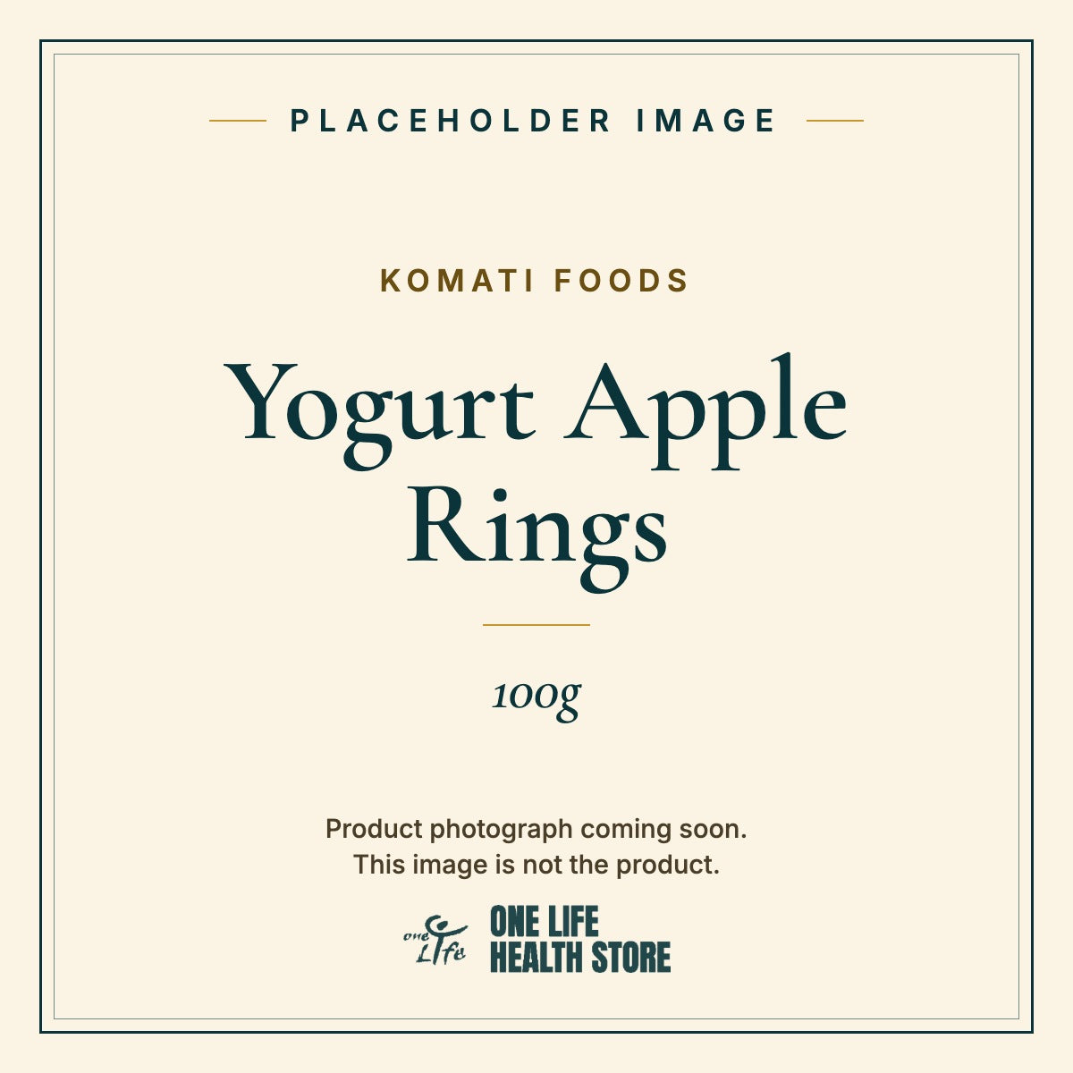 Placeholder image – KOMATI FOODS Yogurt Apple Rings 100g photograph coming soon