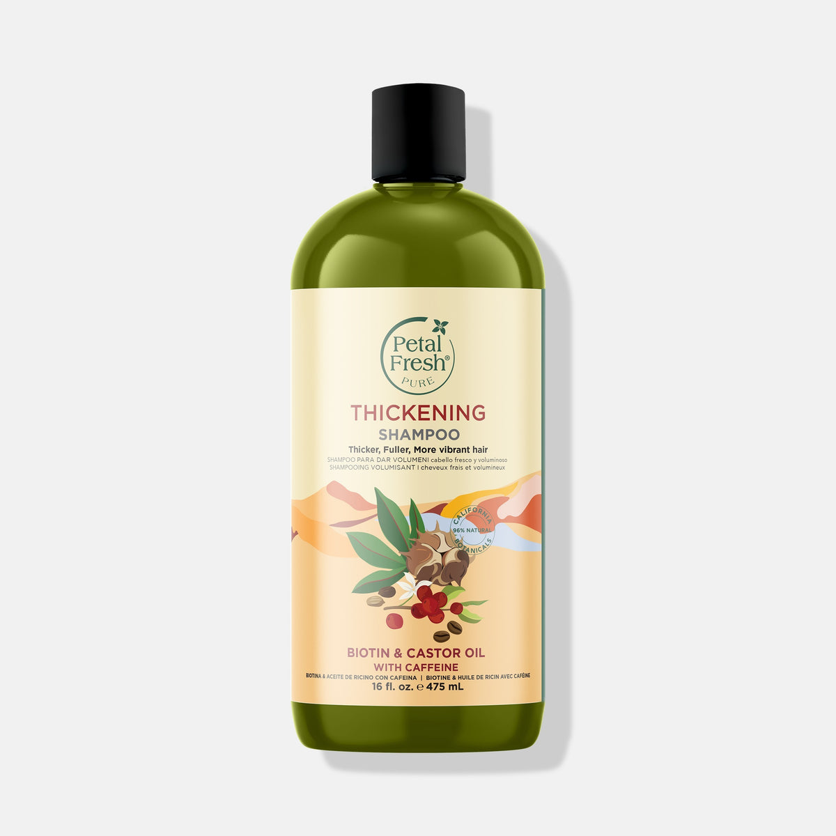 PETAL FRESH - Pure Thickening Shampoo Biotin & Castor Oil with Caffeine - 475ml | One Life Health