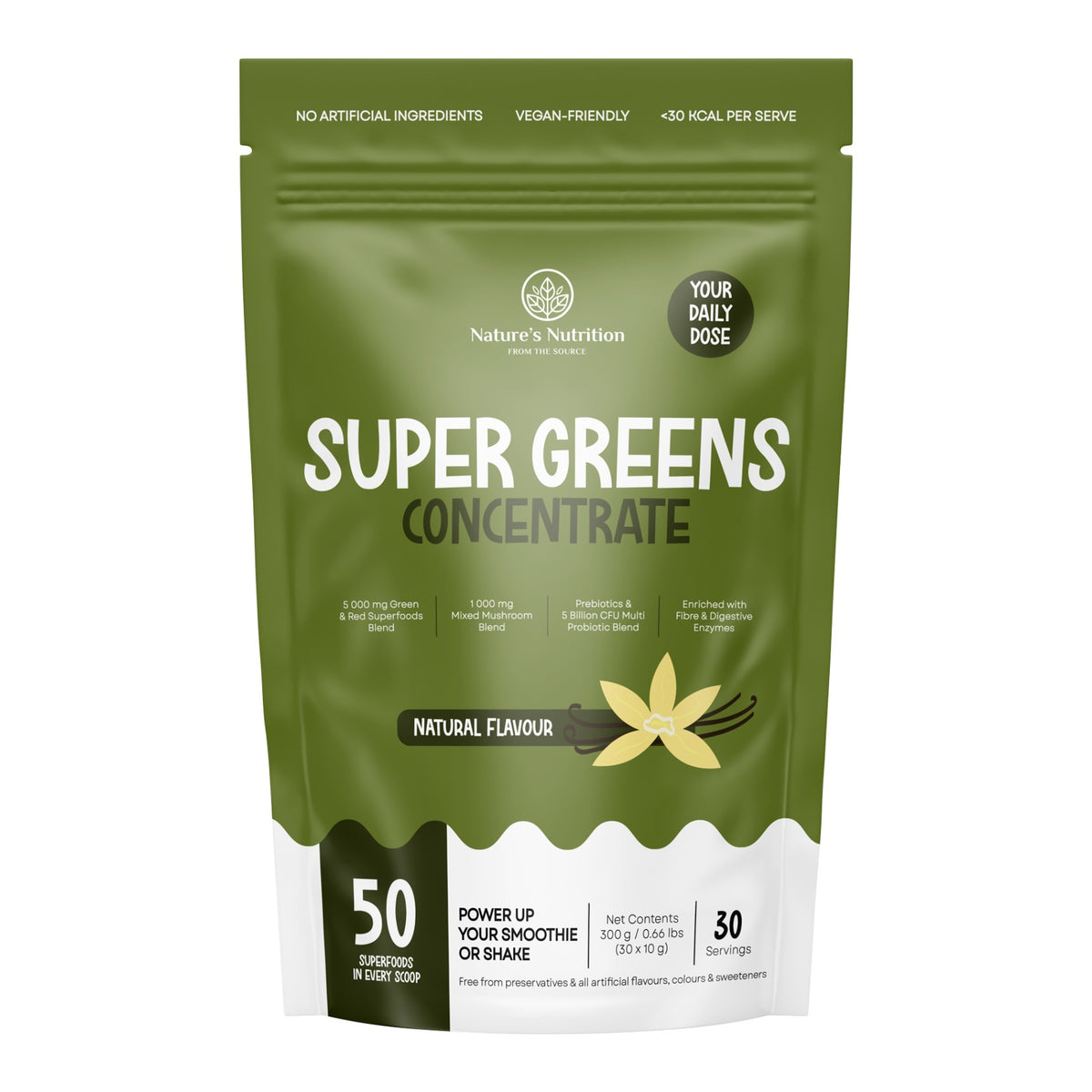 NATURE'S NUTRITION - Super Greens Concentrate Natural Flavour - 300g | One Life Health