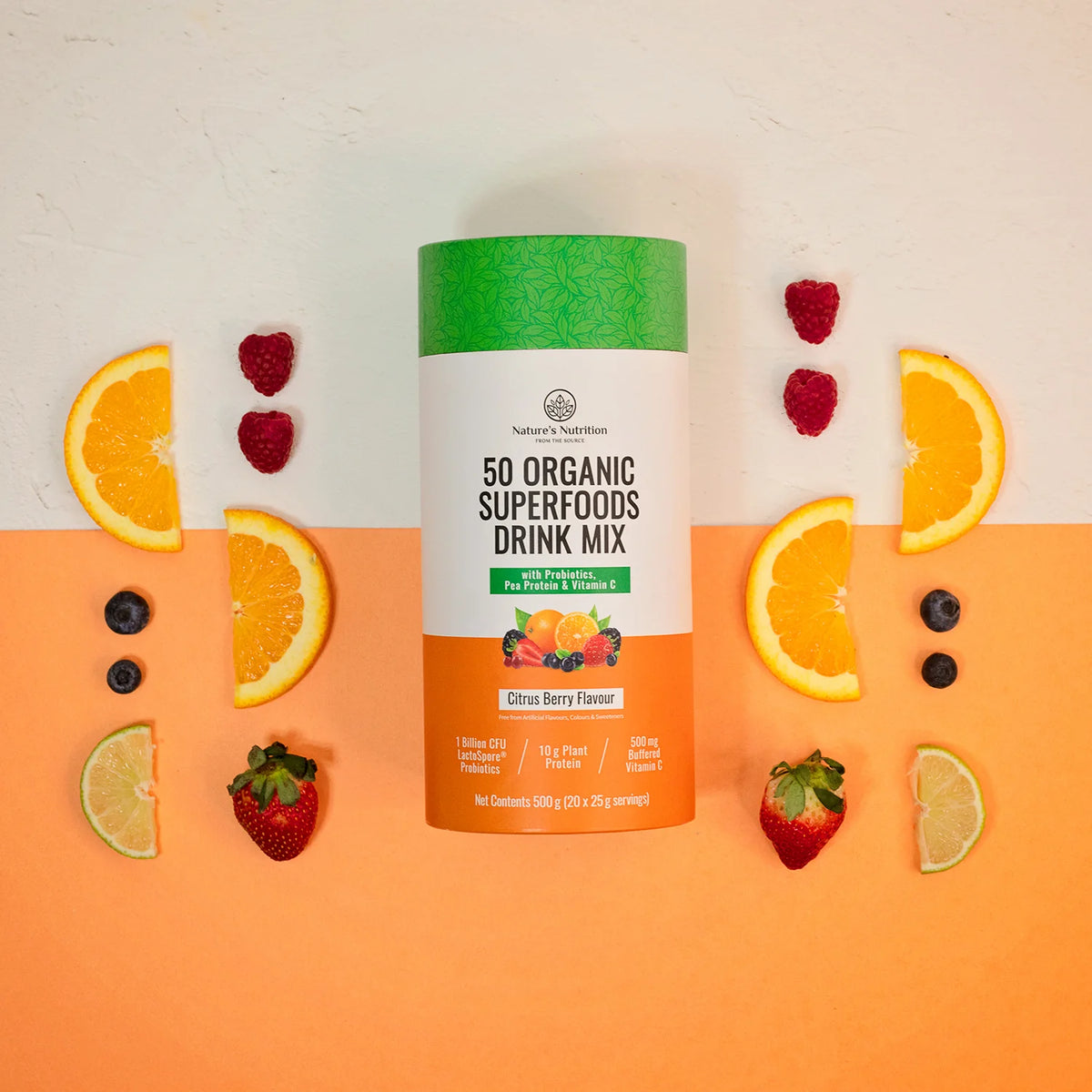 NATURE'S NUTRITION Citrus Berry Superfoods Drink Mix 500g onelifehealth