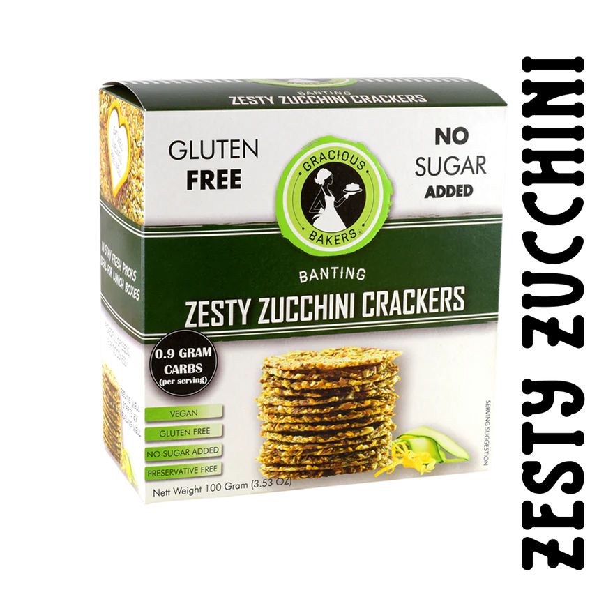 GRACIOUS BAKERS - Banting Cracker Zesty Zucchini - 100g | One Life Health