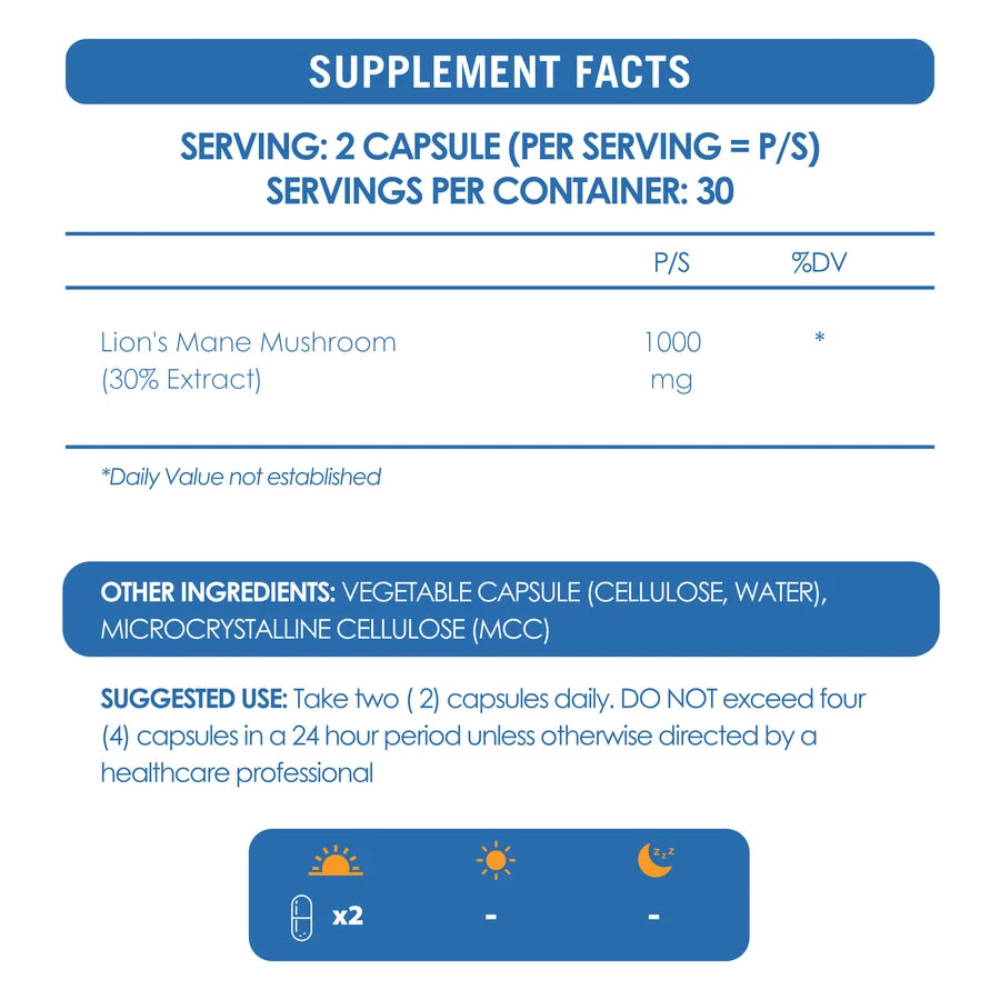 NEUROACTIVE - Lion's Mane 30% Extract - 60 Veg Capsules additional product view 3