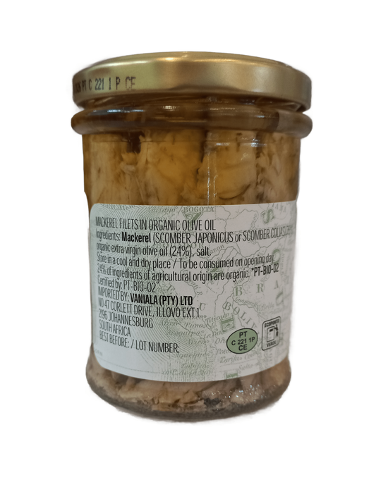 MAR - Mackerel Fillets in Organic Extra Virgin Olive Oil - 190g Jar | One Life Health