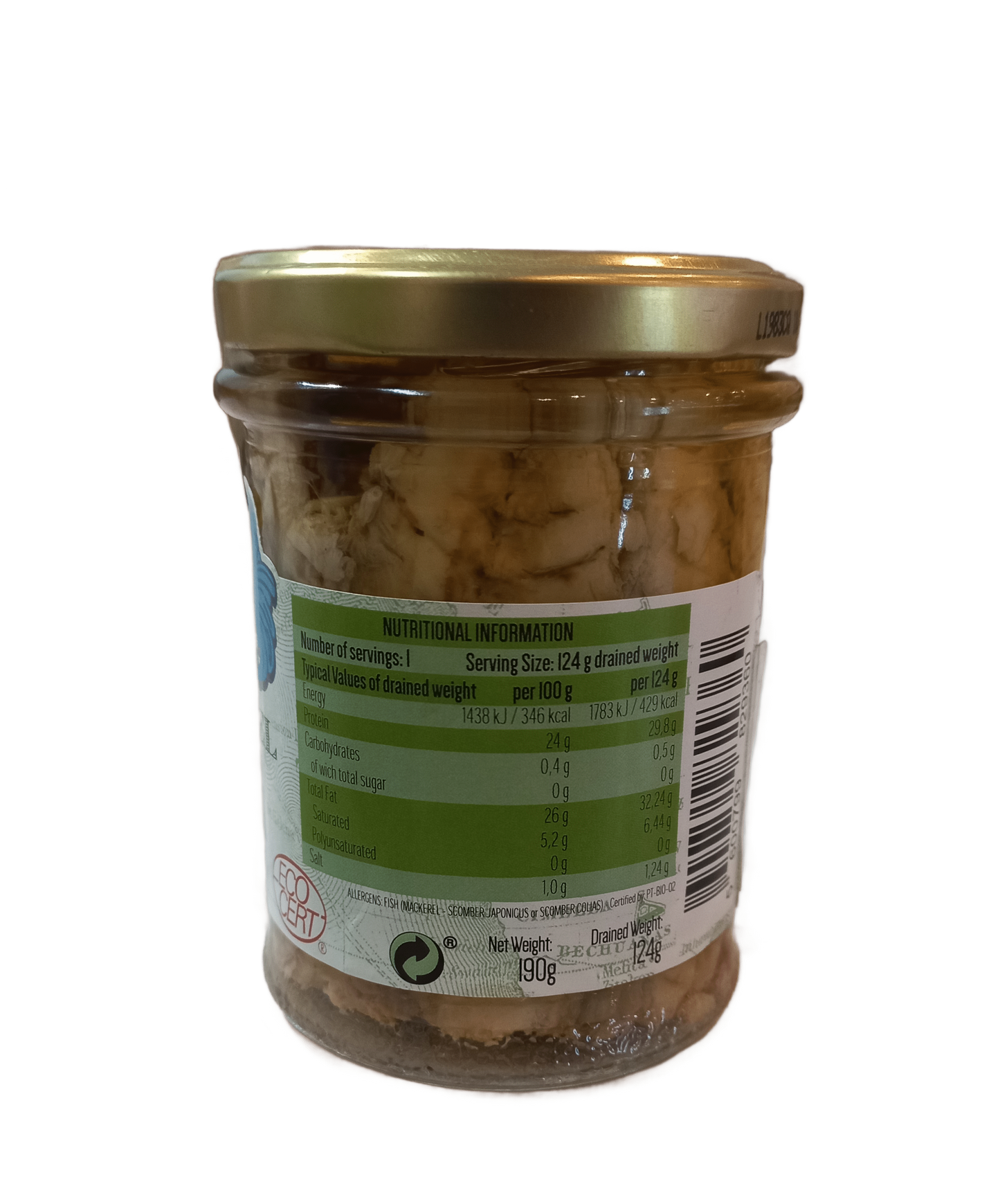 MAR - Mackerel Fillets in Organic Extra Virgin Olive Oil - 190g Jar | One Life Health