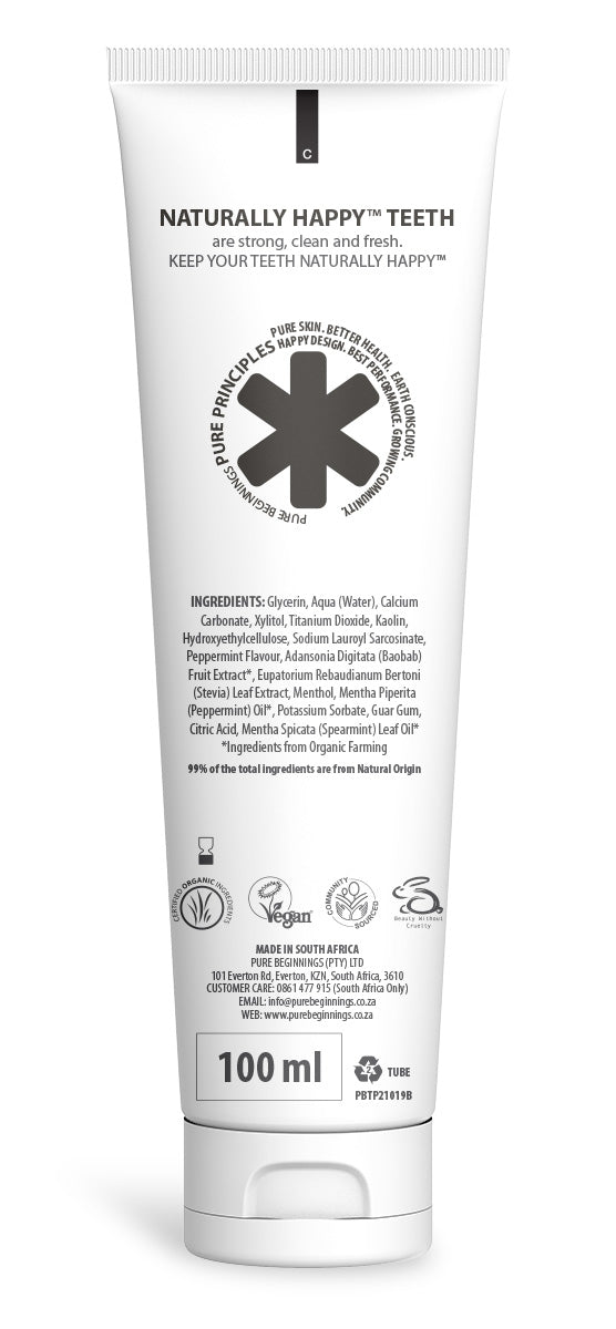 PURE BEGINNINGS - Activated Charcoal with Spearmint Toothpaste - 100ml | One Life Health