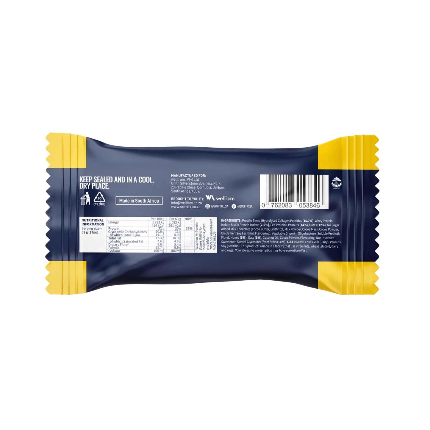 SPORT RX - Real Food Bar Choc Peanut - 63g | One Life Health