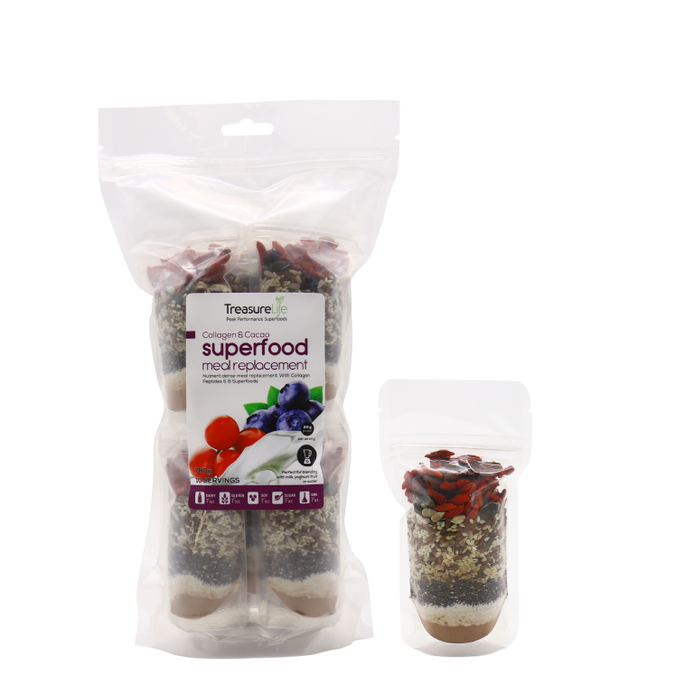 TREASURE LIFE - Collagen & Cacao Superfood Meal Replacement - 78g x 10 Servings | One Life Health