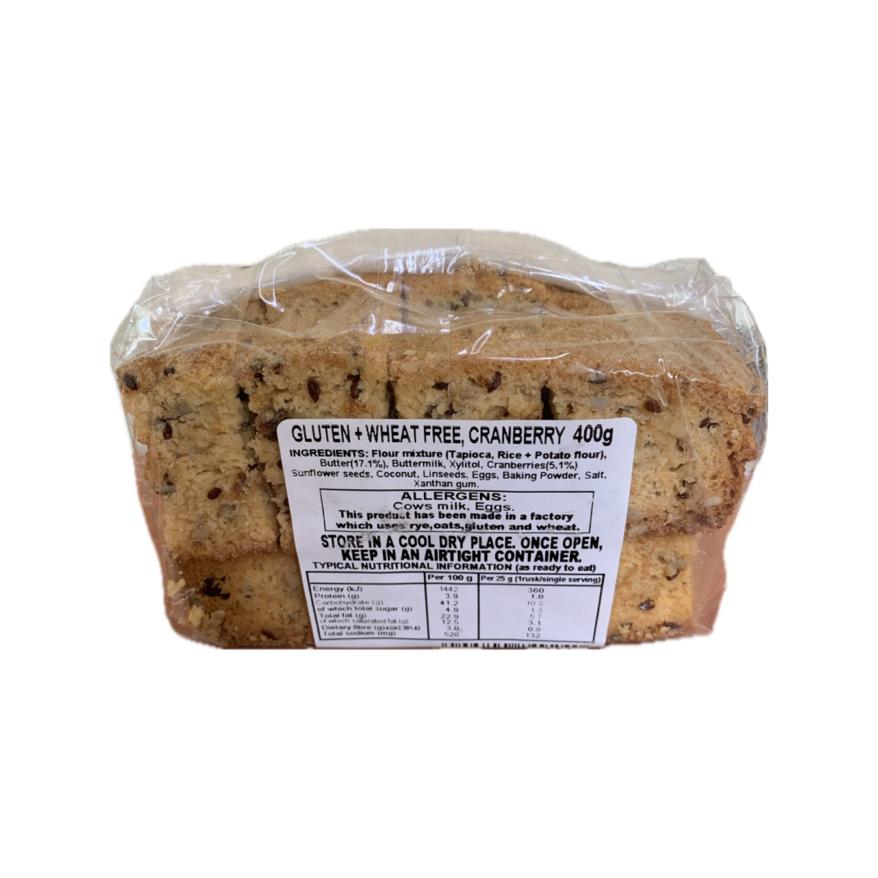 BEA'S RUSKS - Gluten & Wheat Free with Cranberries & Xylitol - 400g | One Life Health
