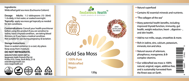 NEOGENESIS HEALTH - Gold Sea Moss - 120g | One Life Health
