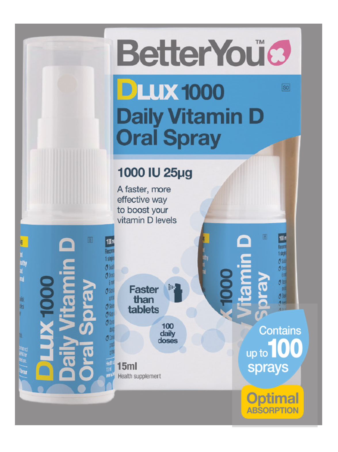 BETTER YOU - D1000 Vitamin D Oral Spray 15ml | One Life Health