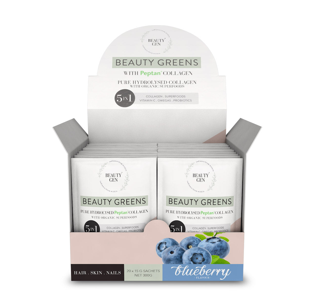 BEAUTY GREENS - Collagen Blueberry Sachets - 15g | One Life Health