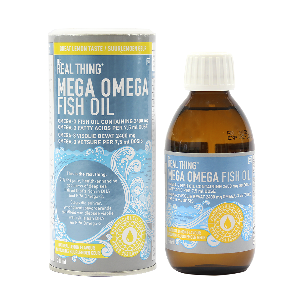 THE REAL THING FOOD SUPPLEMENTS - Mega Omega Fish Oil - Lemon 200ml | One Life Health