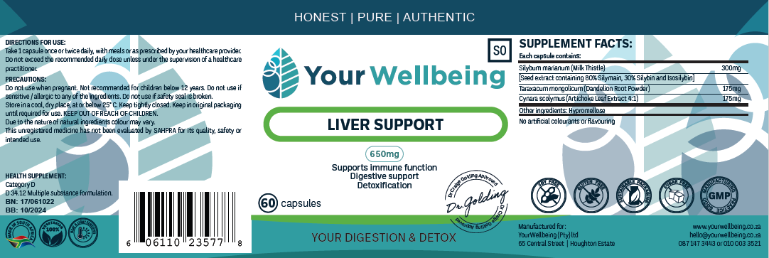 YOUR WELLBEING - Liver Support 60 Capsules | One Life Health