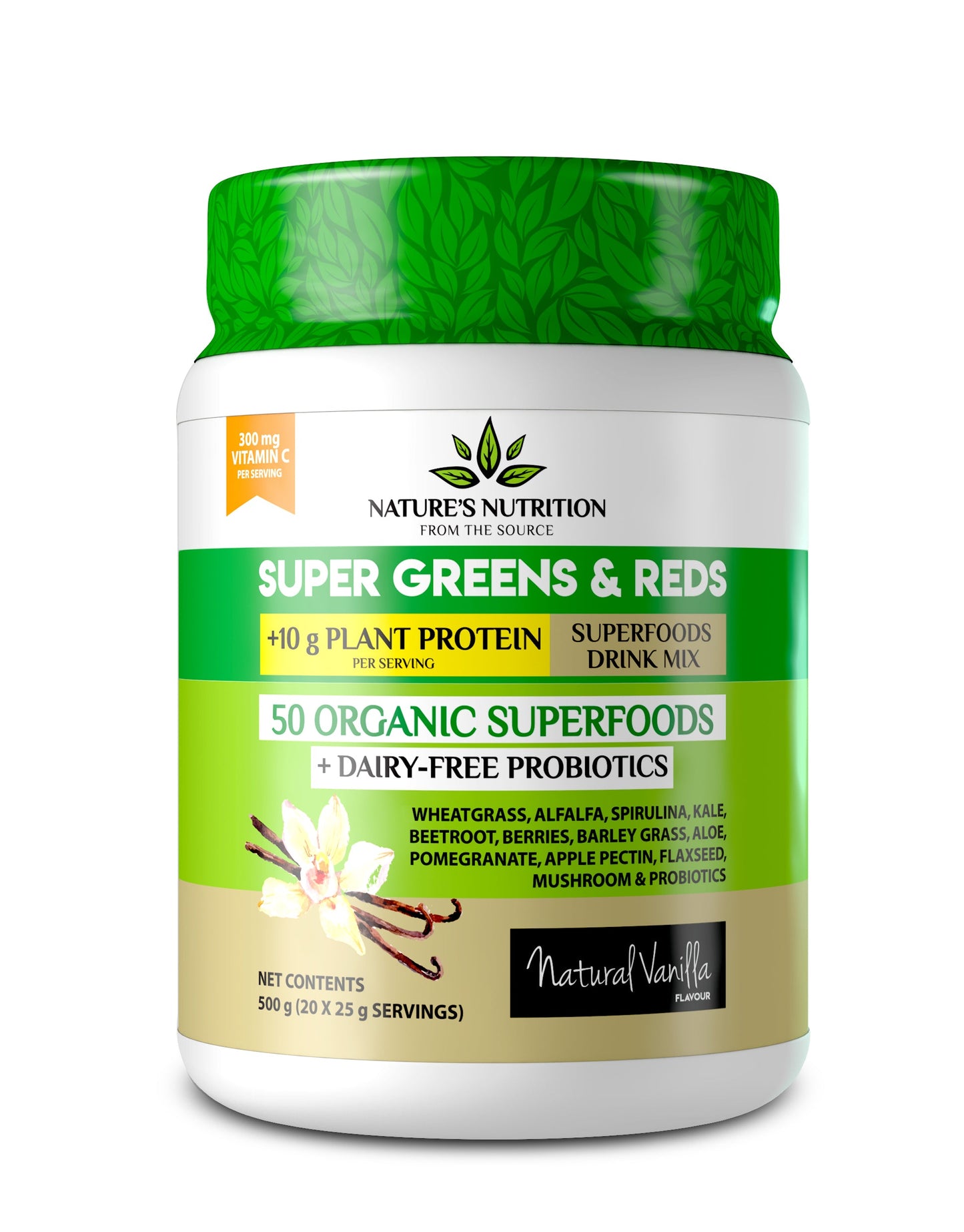 NATURE'S NUTRITION - Raw Vanilla Superfoods Drink Mix - 500g | One Life Health