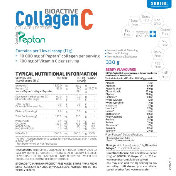 SONTAL - Peptan Collagen C Berry 330g | One Life Health
