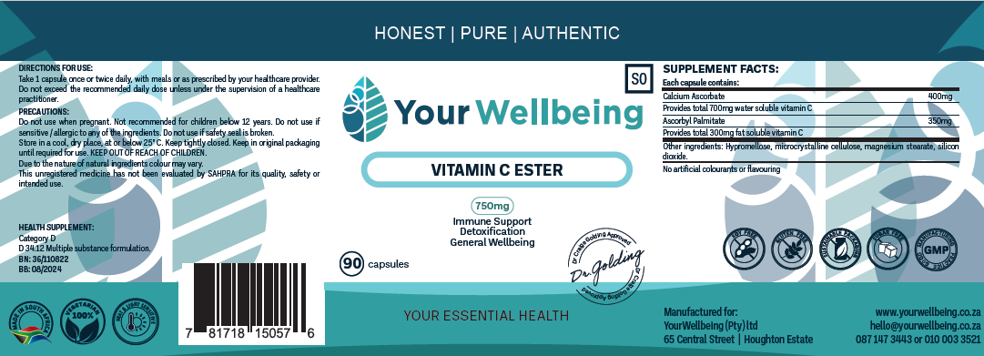 YOUR WELLBEING - Vitamin C Ester 90 Capsules | One Life Health