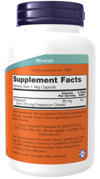 NOW® - Potassium Citrate 99 mg - 180 Veg Capsules | One Life Health