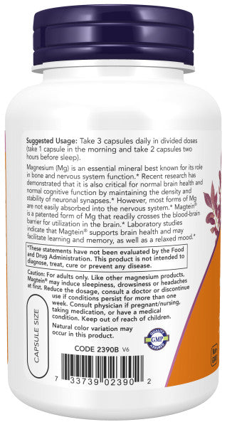 NOW® - Magtein® - 90 Veg Capsules | One Life Health