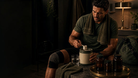 Quiet recovery scene with gut and tissue support after training