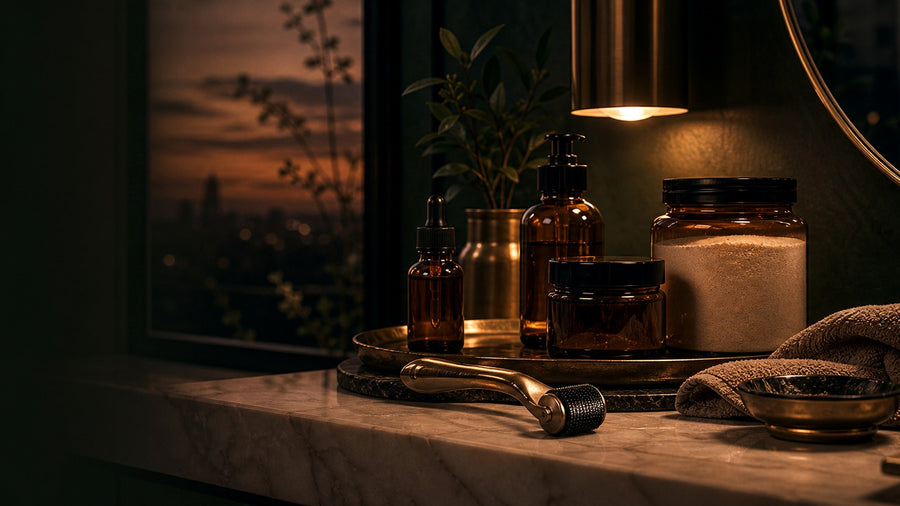 Studio skin care and collagen induction recovery support ritual