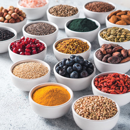 Selection of superfood powders and whole-food supplements available at Onelife Health SA