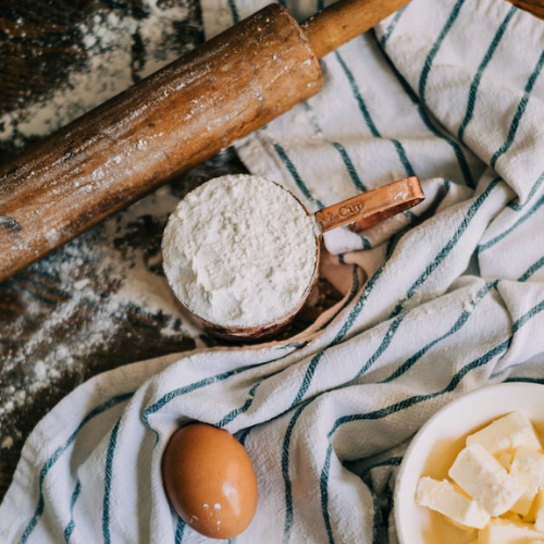 Health-conscious baking ingredients including specialty flours and natural sweeteners