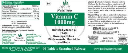 BIOLIFE NUTRITION - Vitamin C 1000mg – 60 Tablets | One Life Health