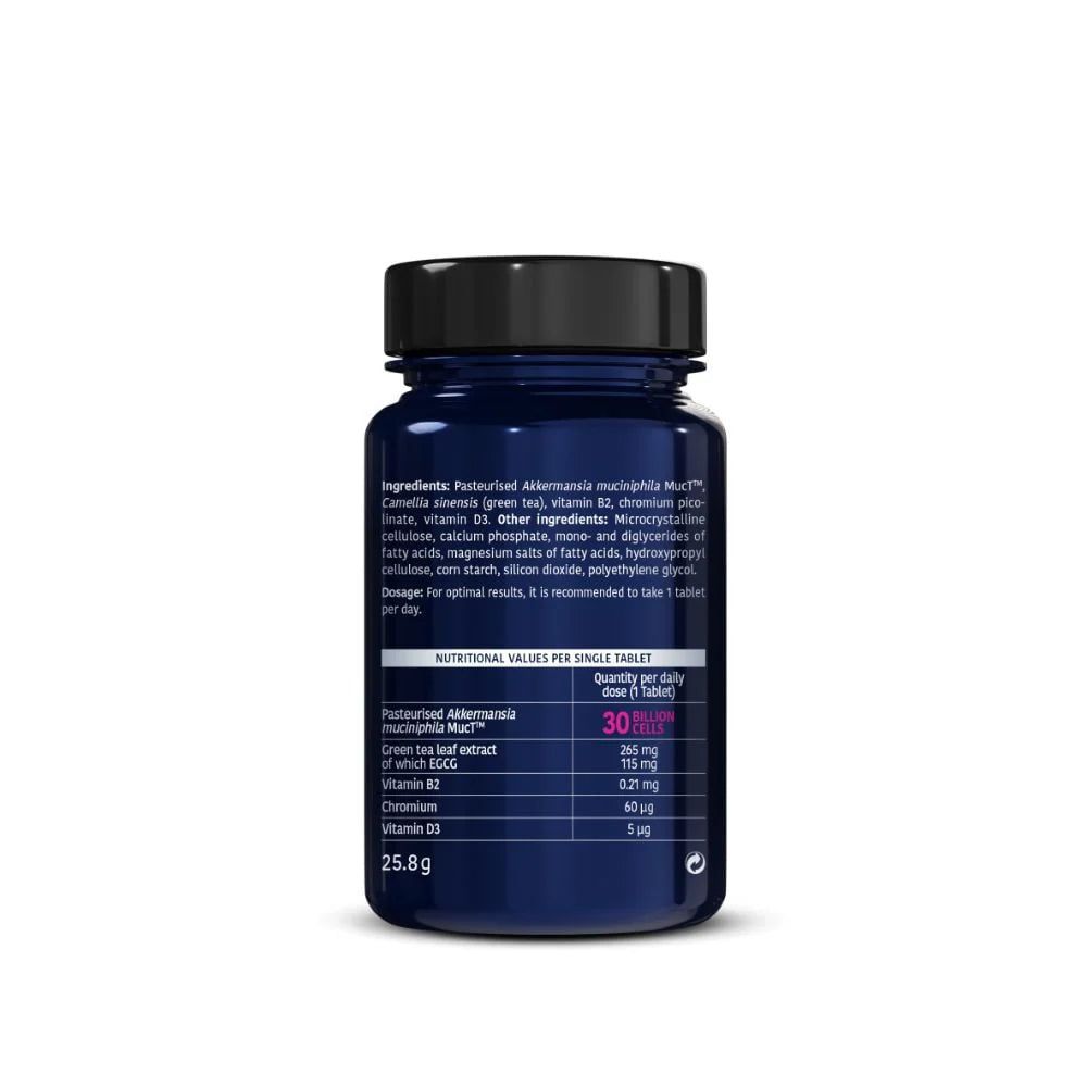 Metagenics Akkermansia MucT Healthy Weight supplement box with 30 tablets