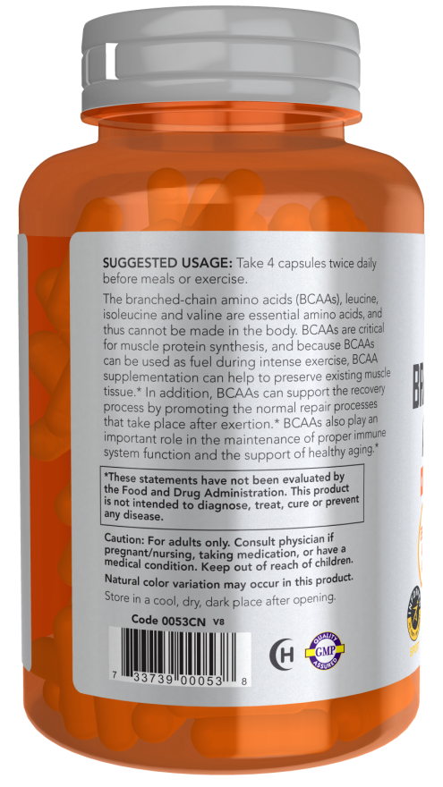 NOW® - Branched Chain Amino Acids - 120 Veg Capsules | One Life Health