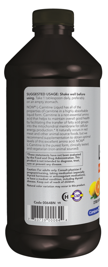 NOW® - L-Carnitine Triple Strength Citrus Flavour - 473ml | One Life Health
