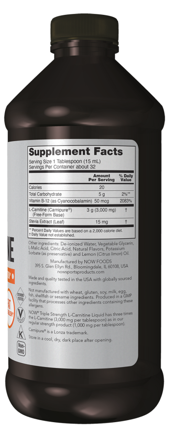 NOW® - L-Carnitine Triple Strength Citrus Flavour - 473ml | One Life Health