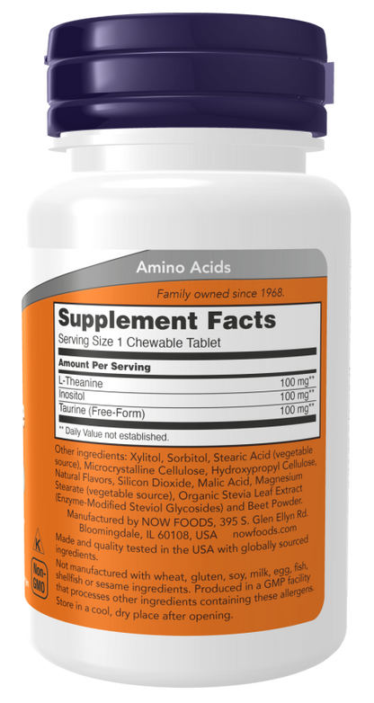 NOW® - L-Theanine 100 mg - 90 Chewables | One Life Health