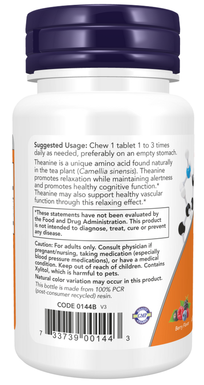 NOW® - L-Theanine 100 mg - 90 Chewables | One Life Health