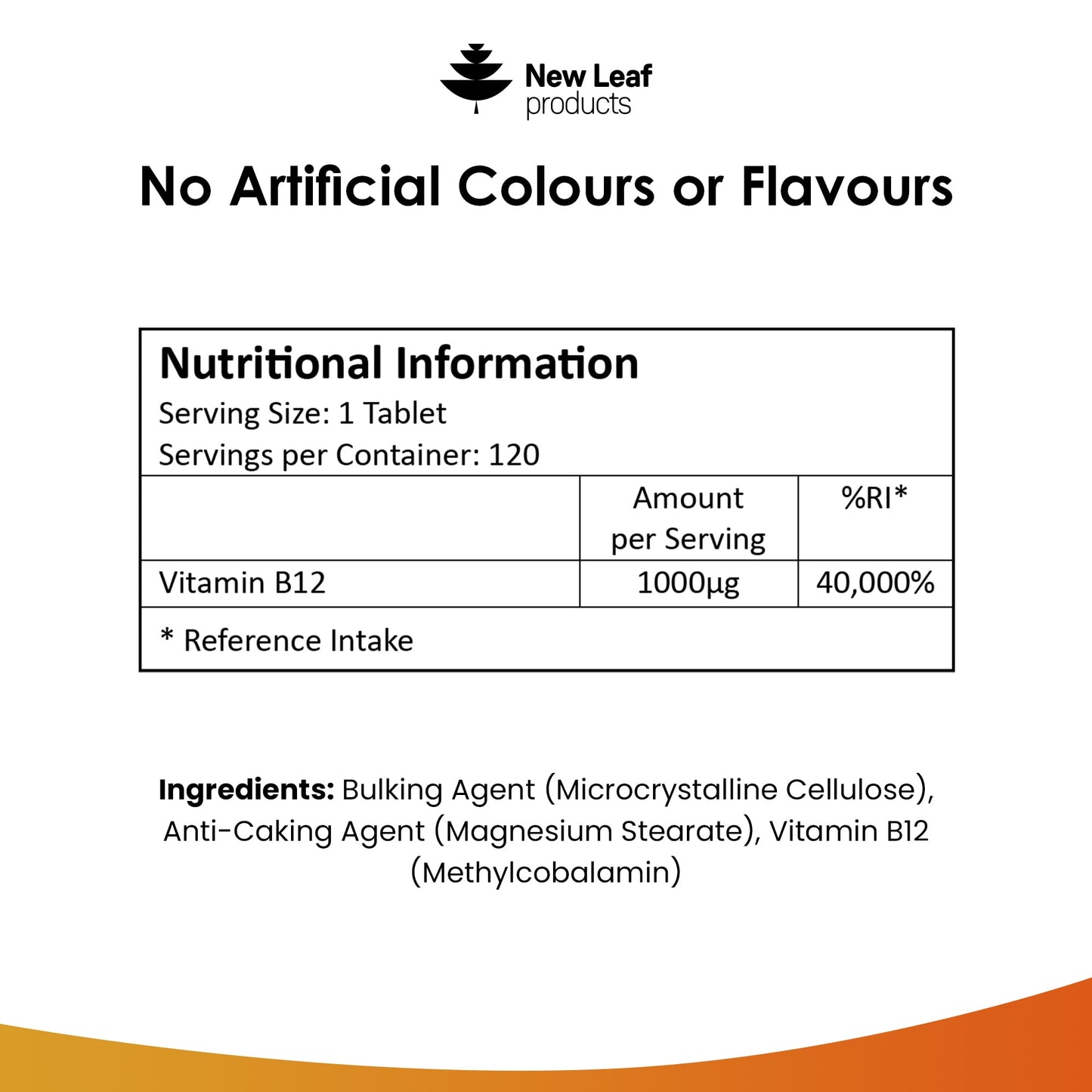 NEW LEAF - Vitamin B12 1000mcg - 120 Tablets