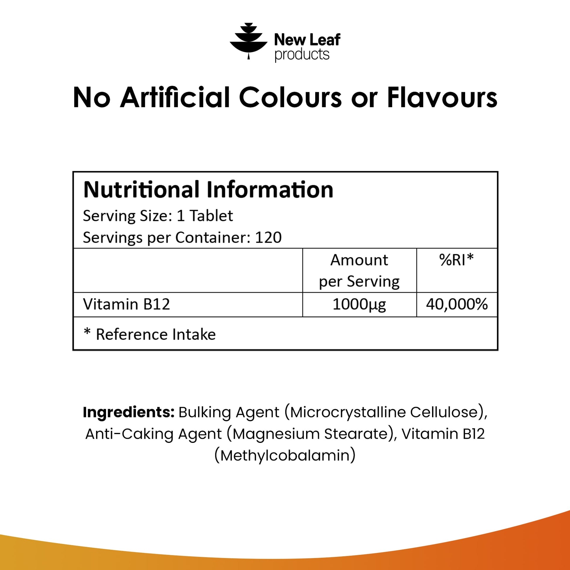 NEW LEAF - Vitamin B12 1000mcg - 120 Tablets