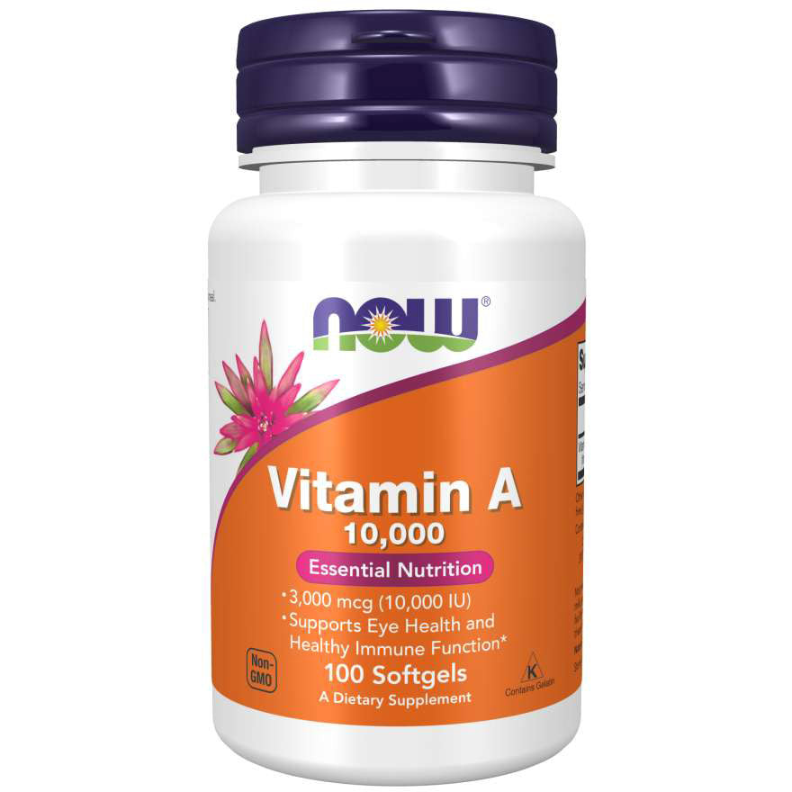 NOW® - Vitamin A 10,000IU - 100 Softgels | One Life Health