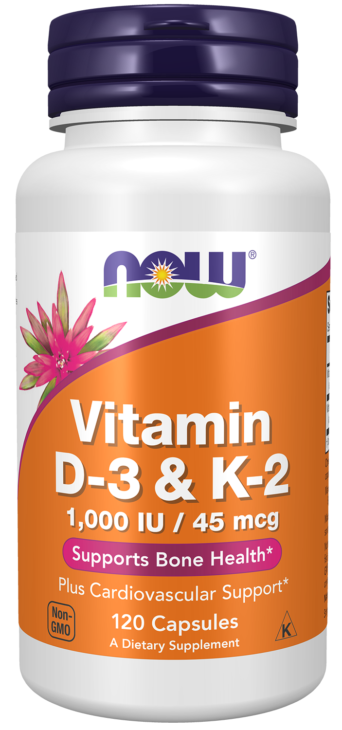 NOW® - Vitamin D-3 & K-2 - 120 Capsules | One Life Health