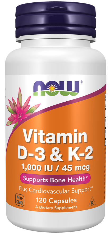 NOW® - Vitamin D-3 & K-2 - 120 Capsules | One Life Health