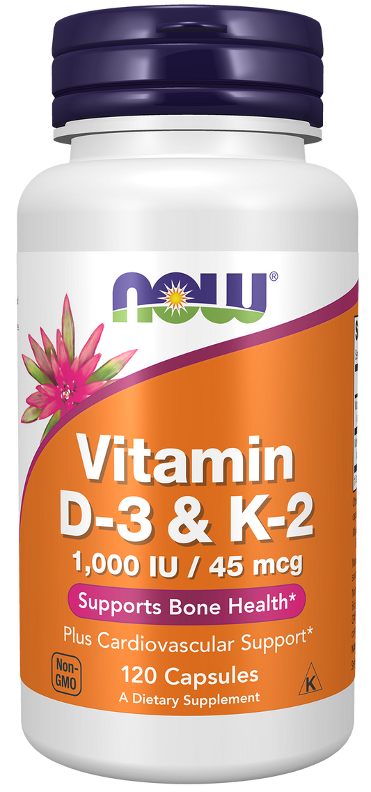 NOW® - Vitamin D-3 & K-2 - 120 Capsules | One Life Health